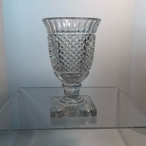 Cut Glass Diamond Point Footed Vase